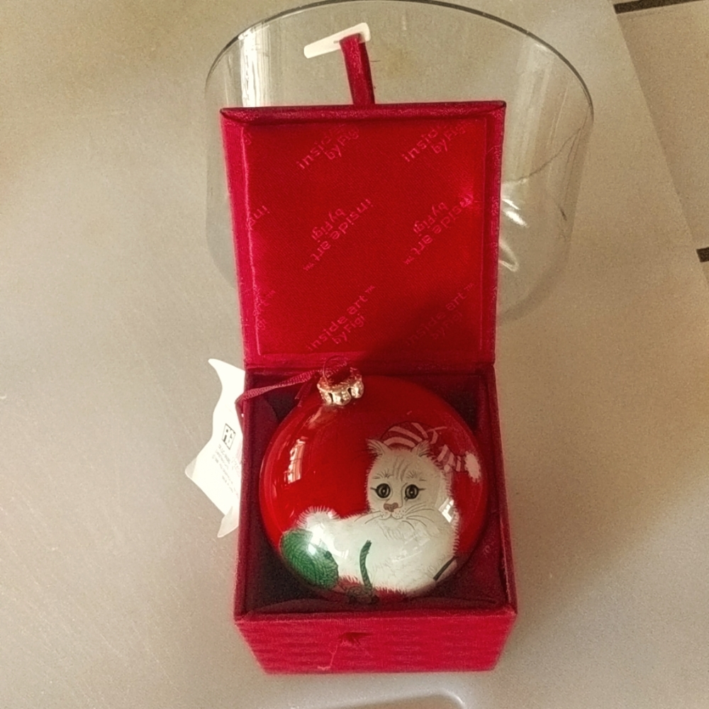 Vintage Figi Hand Painted Glass Inside Art Ornament